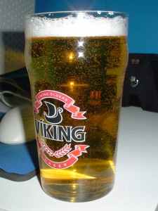 Lager beer in Viking glass - public domain image