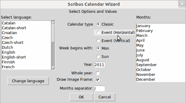 calendar wizard scribus