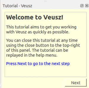 Fenêtre de tutoriel de Veusz